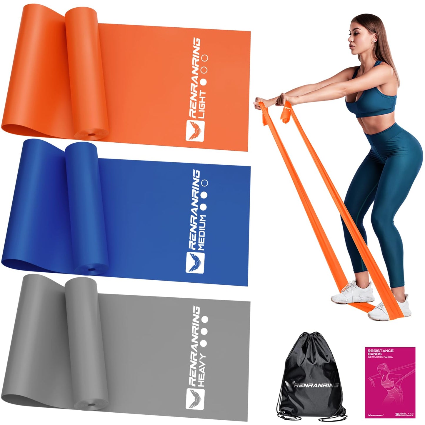 Resistance Bands for Working Out, Exercise Bands for Physical Therapy, Stretch, Recovery, Pilates, Rehab, Strength Training and Yoga Starter Set