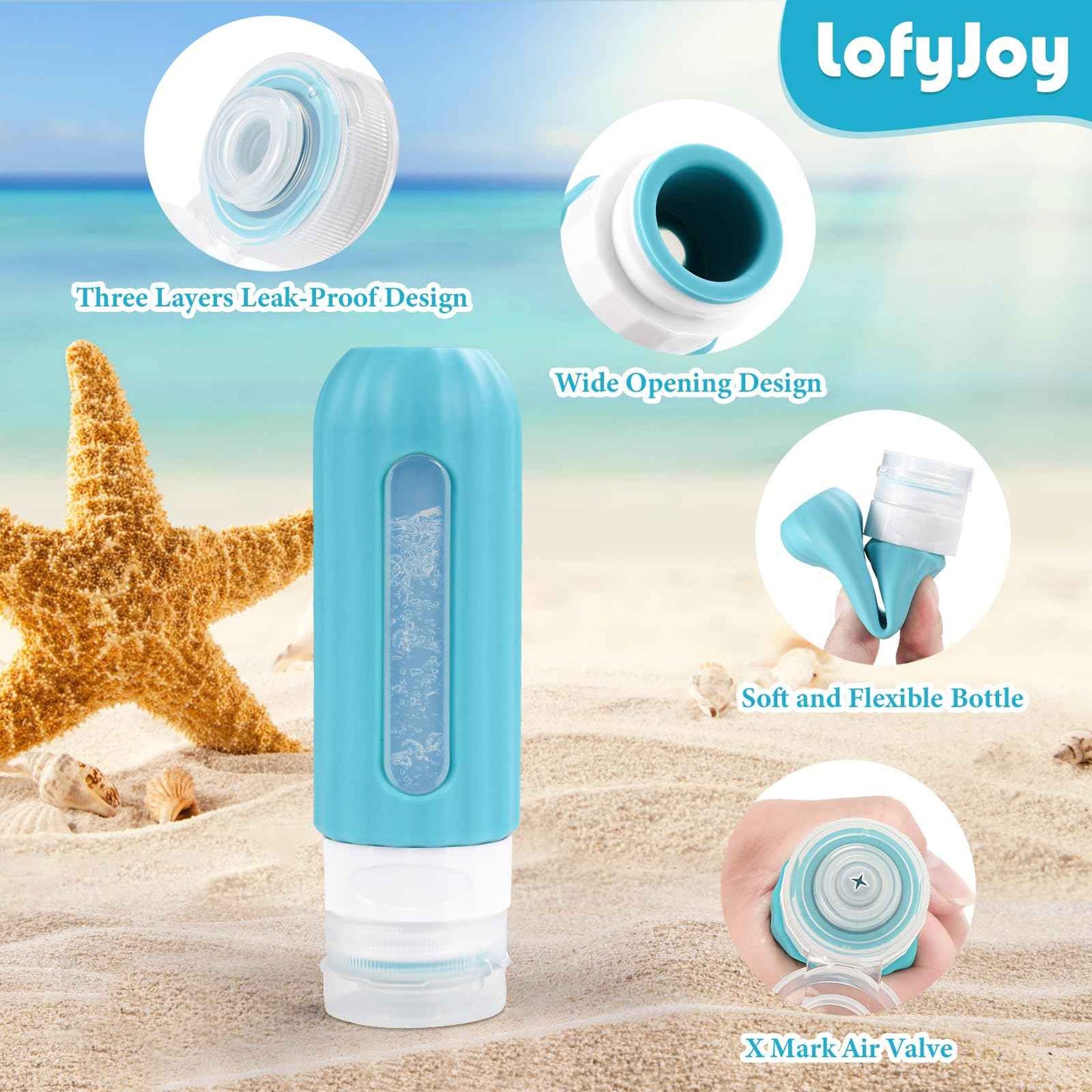 LofyJoy Reusable Silicone Travel Bottles for Toiletries TSA Approved, Leak Proof Travel Size Bottles Refillable Travel Containers for Shampoo Conditioner Mini Bottles 3 oz