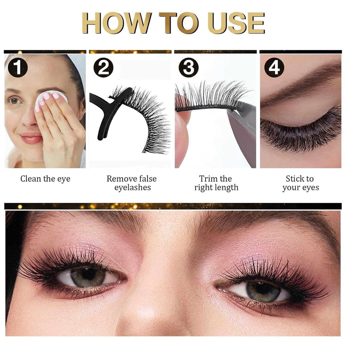 5 Pairs Self Adhesive Eyelashes Natural Look No Glue Needed Reusable Self Adhesive Lashes with Tweezers, Mixed Eyelashes