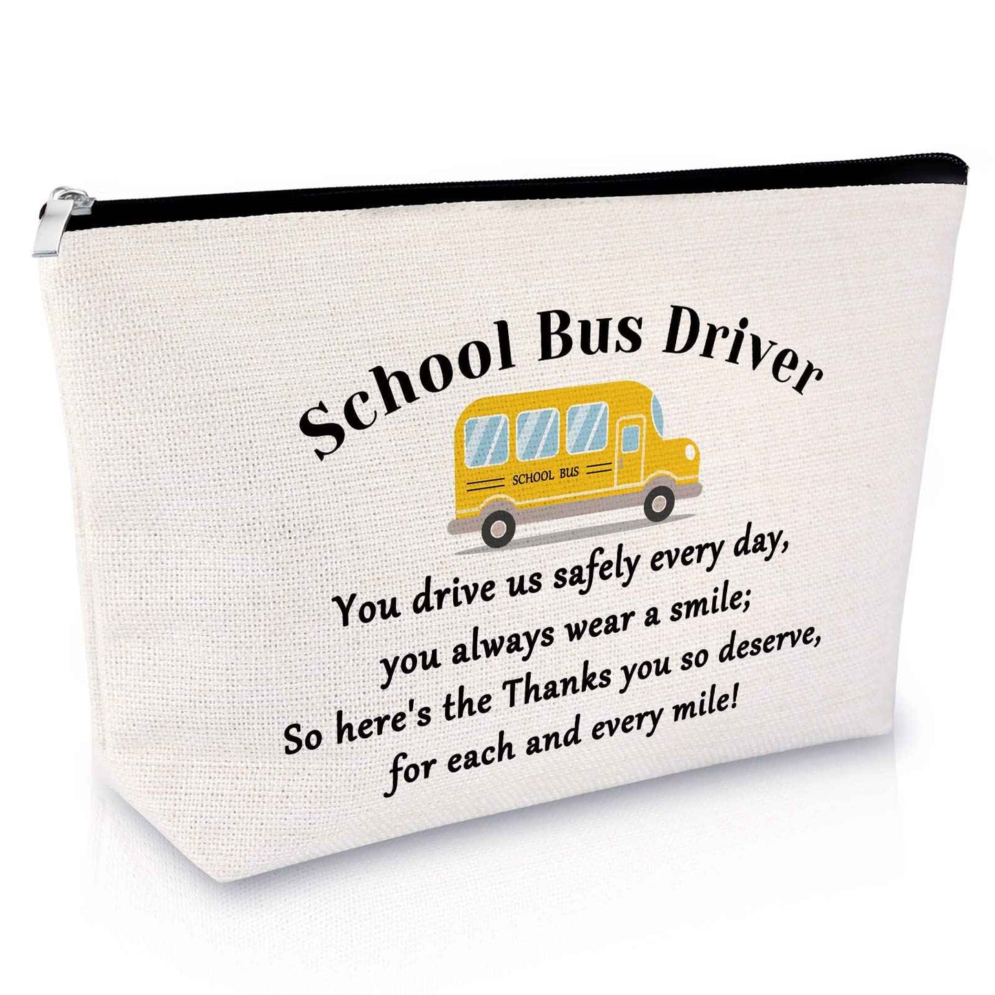 School Bus Driver Gifts Makeup Bag Appreciation Gifts for Bus Driver Thank You Presents from Student Cosmetic Bag Birthday Christmas Retirement Keepsake for Women Friend Coworker Travel Cosmetic Pouch