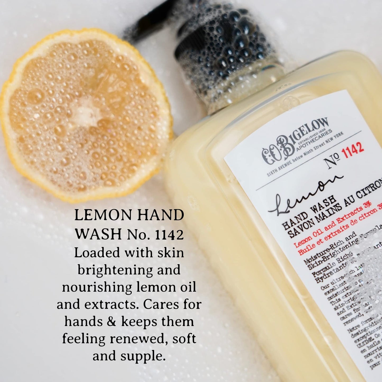 C.O. Bigelow Lemon Hand Wash - No. 1142, Moisturizing Liquid Hand Soap with Lemon Extract & Vitamin C, Cruelty Free & Gentle for All Skin Types, 10fl oz.