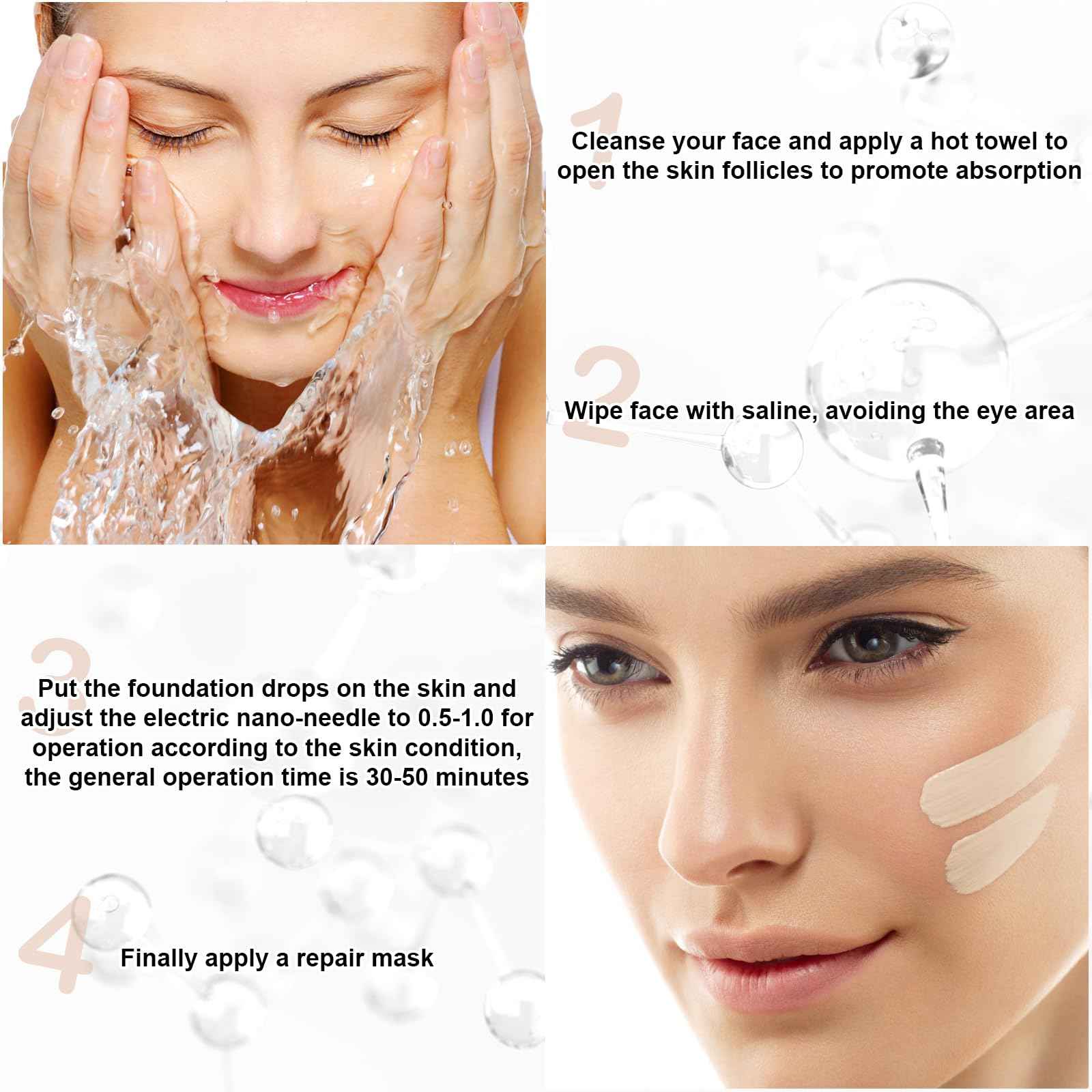 TRESSON BB Facial Glow Serum Starter Kit Hyaluronic Acid Essence Foundation Skin Care Kit 0.27oz 12 Vials, Combined With Niacinamide and Peptides To Skin Tone Anti-Aging Foundation Light Rose #3