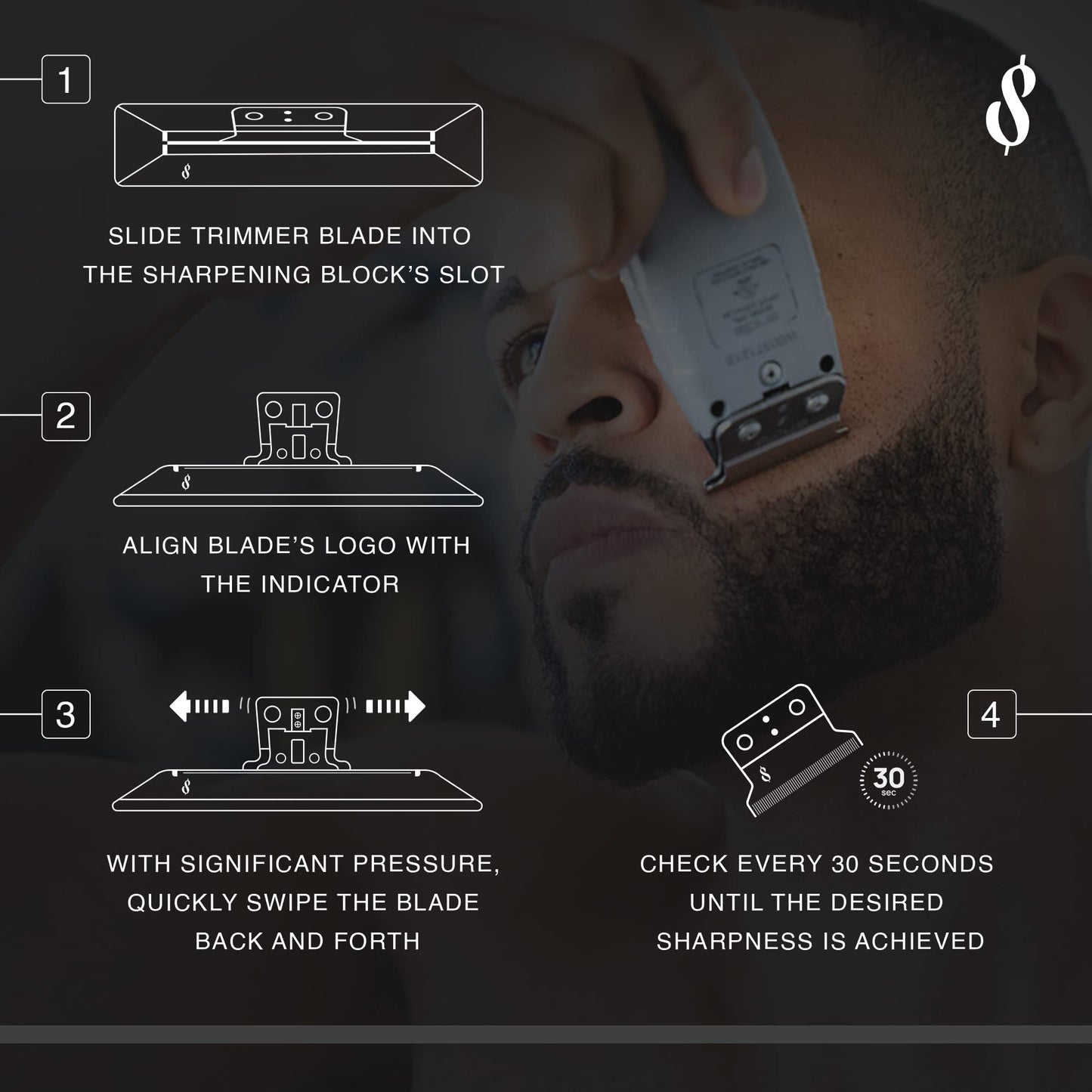 The Rich Barber 1 Minute Blade Modifier - Trimmer Blade Sharpener with Diamond Metal Stone for Professional & Home Use - Closer Shaves, Sharper Lines, Less Ingrown Hair - Compatible with Most Brands