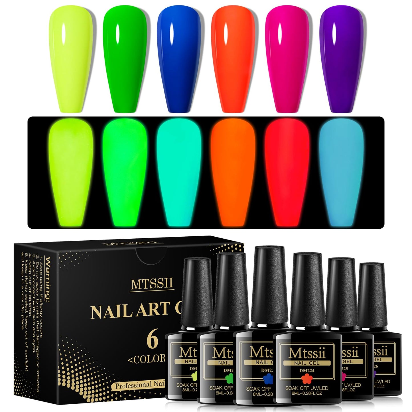 MTSSII Gel Nail Polish Kit, 6 PCS Jelly Translucent Gel Nail Polish Sock Off UV/LED Gel Nail Polish Lamp Cured, 8 ml/0.28 FL.OZ (Glow)