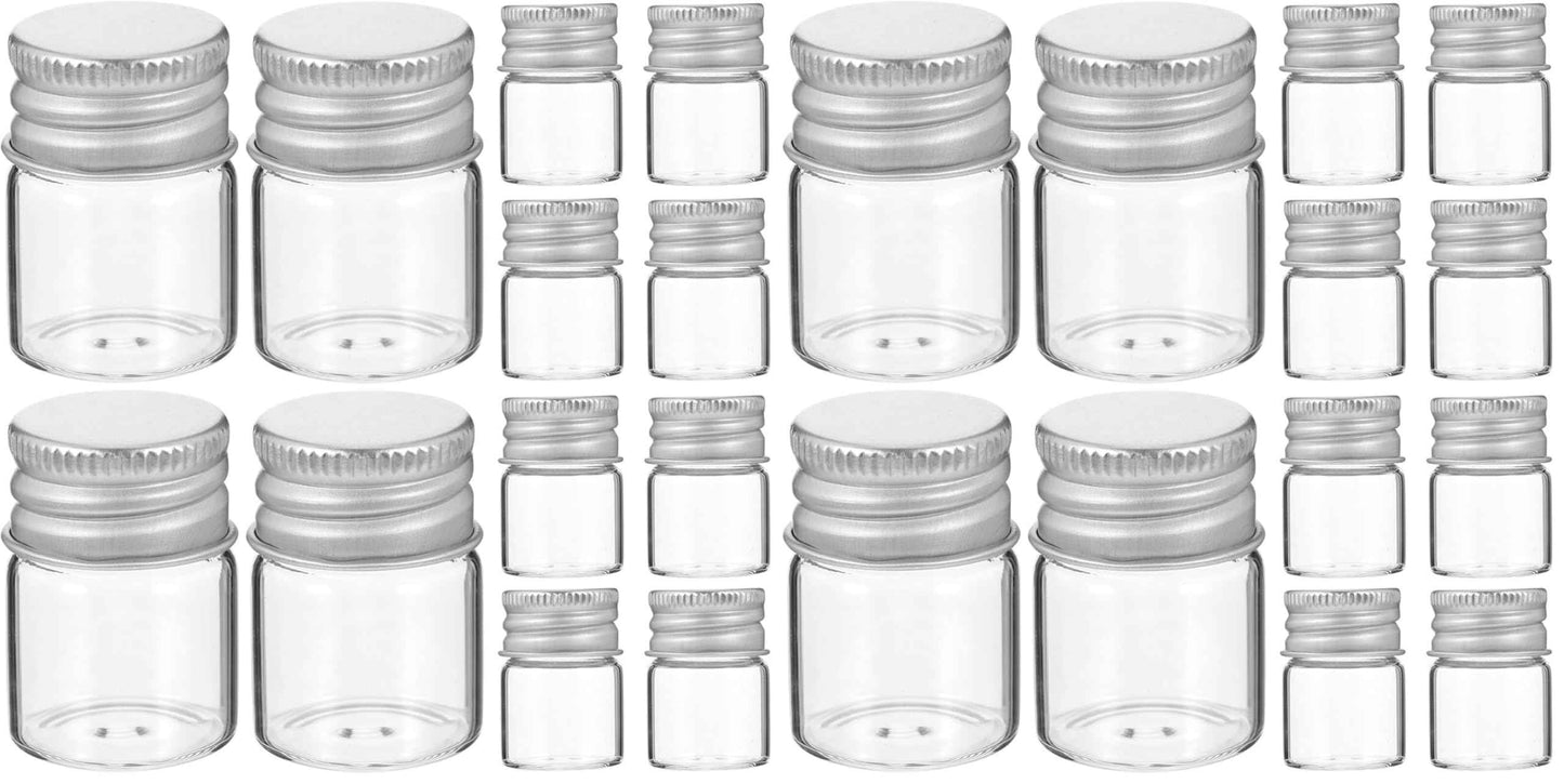 Luxshiny Mini Glass Bottles with Screw Caps: 12Pcs Tiny Jars for Cosmetic Sample Essential Oil Specimen DIY Craft Storage - 5ml (Pack of 2)