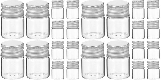 Luxshiny Mini Glass Bottles with Screw Caps: 12Pcs Tiny Jars for Cosmetic Sample Essential Oil Specimen DIY Craft Storage - 5ml (Pack of 2)