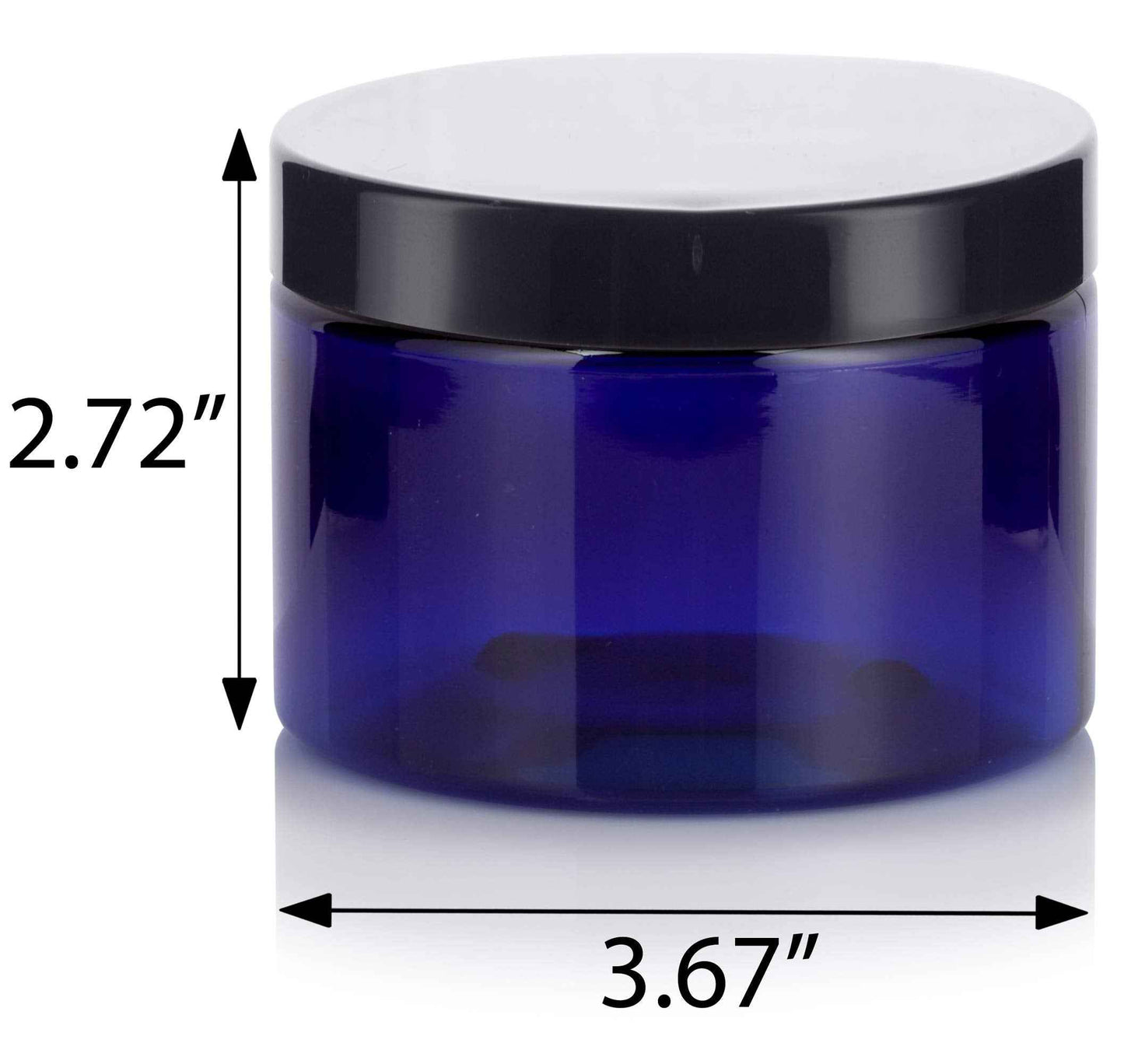 12 oz Cobalt Blue PET Plastic Refillable Low Profile Jar (6 pack)
