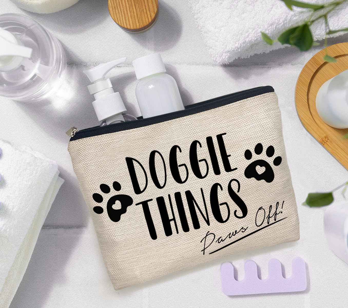 IWXYI Pet Mom Gift,Gift For Pet Mom,Doggie Things Bag,Dog Things Makeup Make Up Bag Zipper Pouch Travel Toiletry Gifts For Dog Mom Lover
