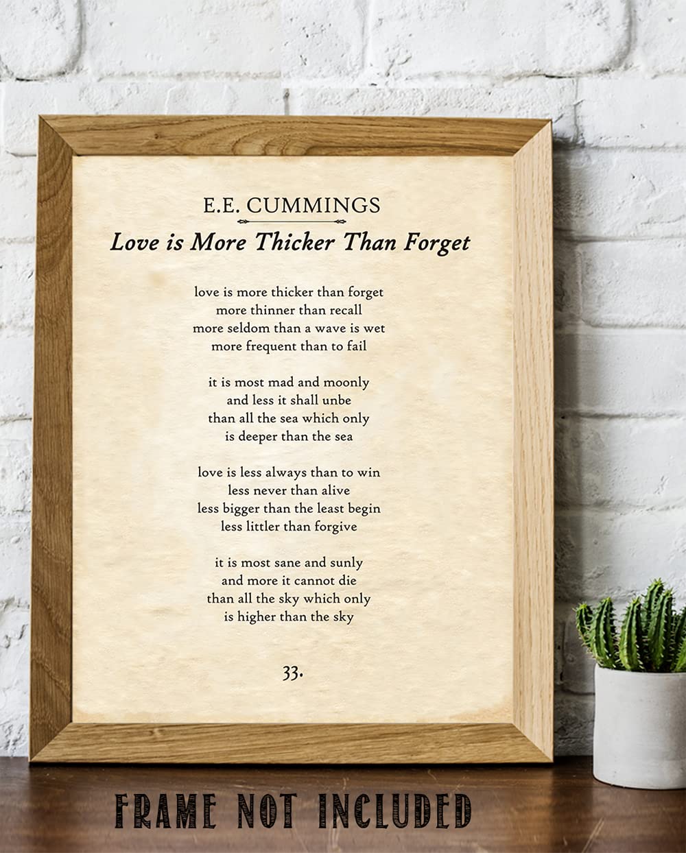 E.E. Cummings - Love is More Thicker Than Forget - Inspirational Wall Decor Poster for Home, Office, Bedroom, or Classroom, Poetry and Literature Gift Idea, 11x14 Unframed Motivational Wall Art Poster