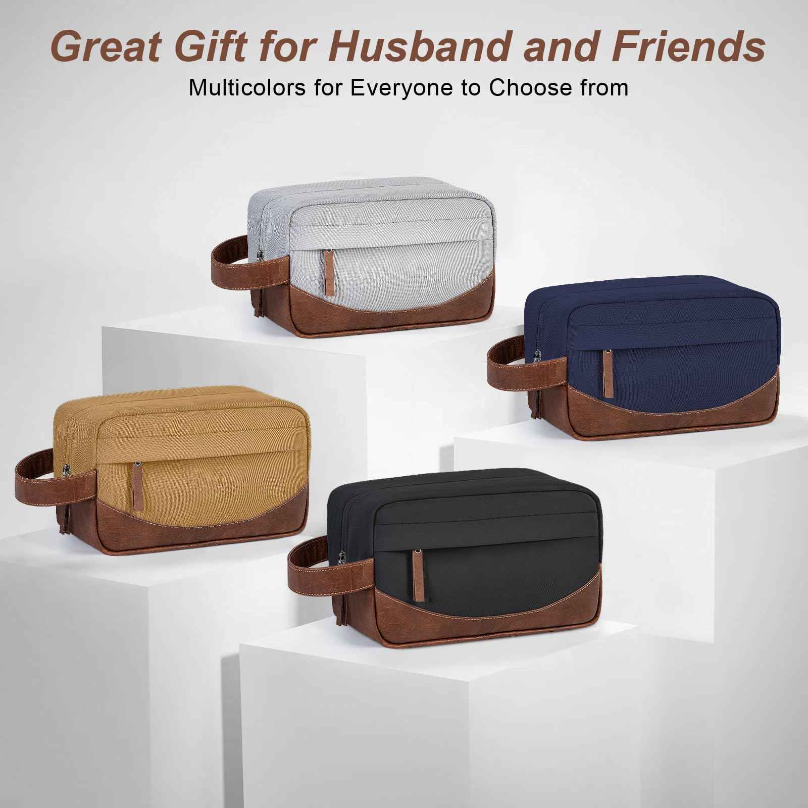 Ezday Travel Toiletry Bag for Men, Hanging Toiletry Organizer, Water Resistant Shaving Kit with Large Capacity for Travel Accessories (Black, Medium)