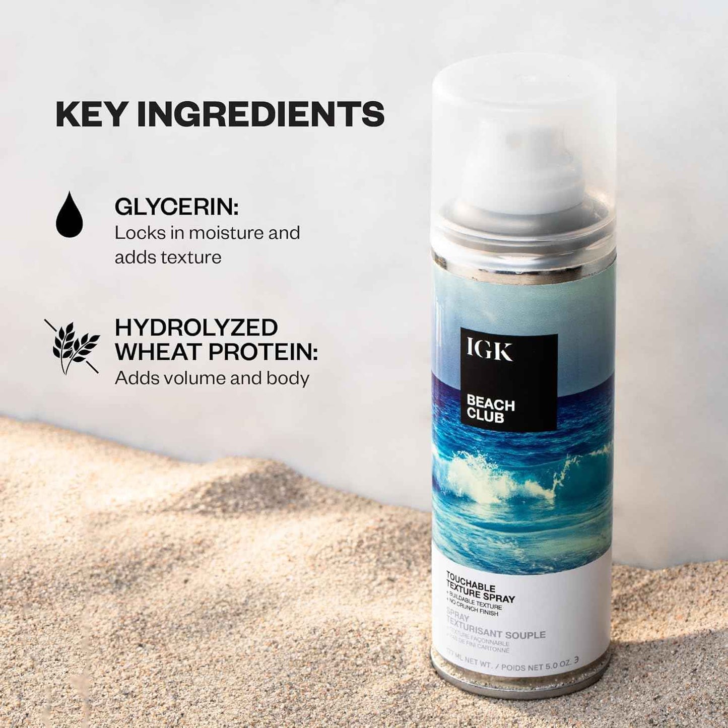 IGK BEACH CLUB Touchable Texture Spray Travel Bundle | Hold + Volume + Lightweight | Vegan + Cruelty Free | (5 Oz + 1.7 Oz)