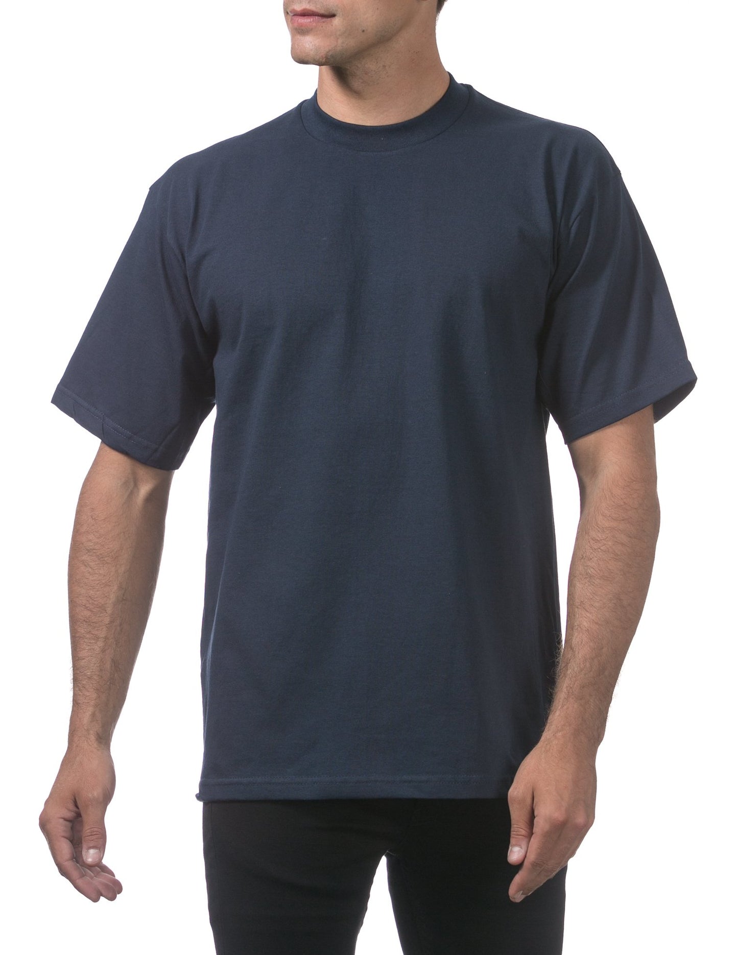 Pro Club Men's Heavyweight Cotton Short Sleeve Crew Neck T-Shirt, Navy, Small