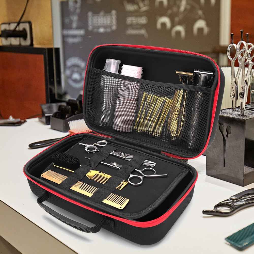Barber Tool Bag, 12x7x5 inch Case Compatible with Hair Clipper Barber, Clipper Bag for Barbers,Travel Storage Organizer for Comb Cutting Guide, Clipper Blade Oil, Cleaning Brush and Other Grooming Kit