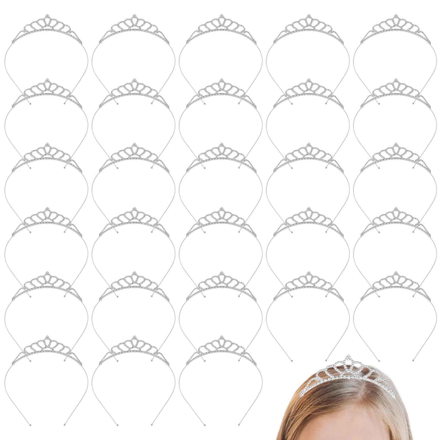 30 Pcs Tiaras Crowns Headbands for Women Girls, Silver Princess Tiara Bulk, Tiaras Rapunzel Crowns for Wedding Birthday Crystal Tiara for Prom, Bride, Pageant, Halloween