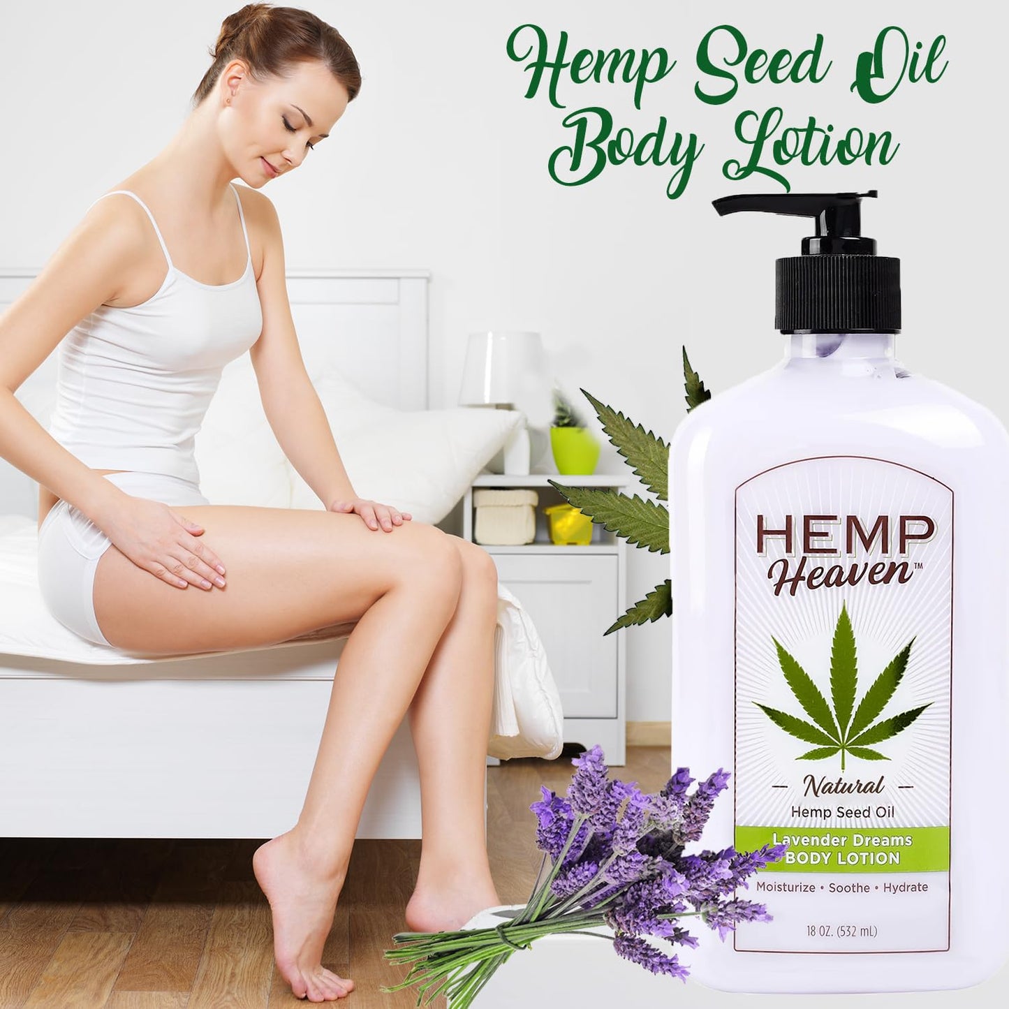 Hemp Heaven Moisturizing Body Lotion - Lavender dreams made with Natural Hemp Seed Oil For Men & Women,18 Oz