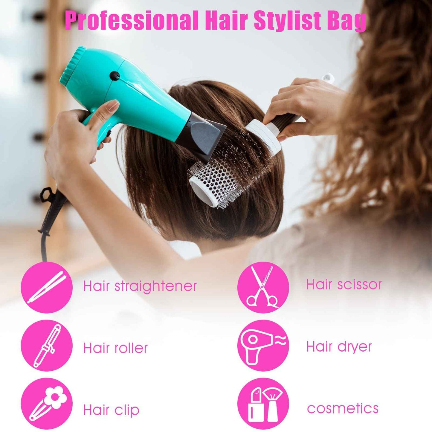 mekueeex Hairstylist Traveling Bag, Large Capacity Hairdresser Barber Bag, Heat Resistant Hair Tools Travel Bag, Professional Makeup Organizer Bag, Waterproof Shower Toiletry Bag