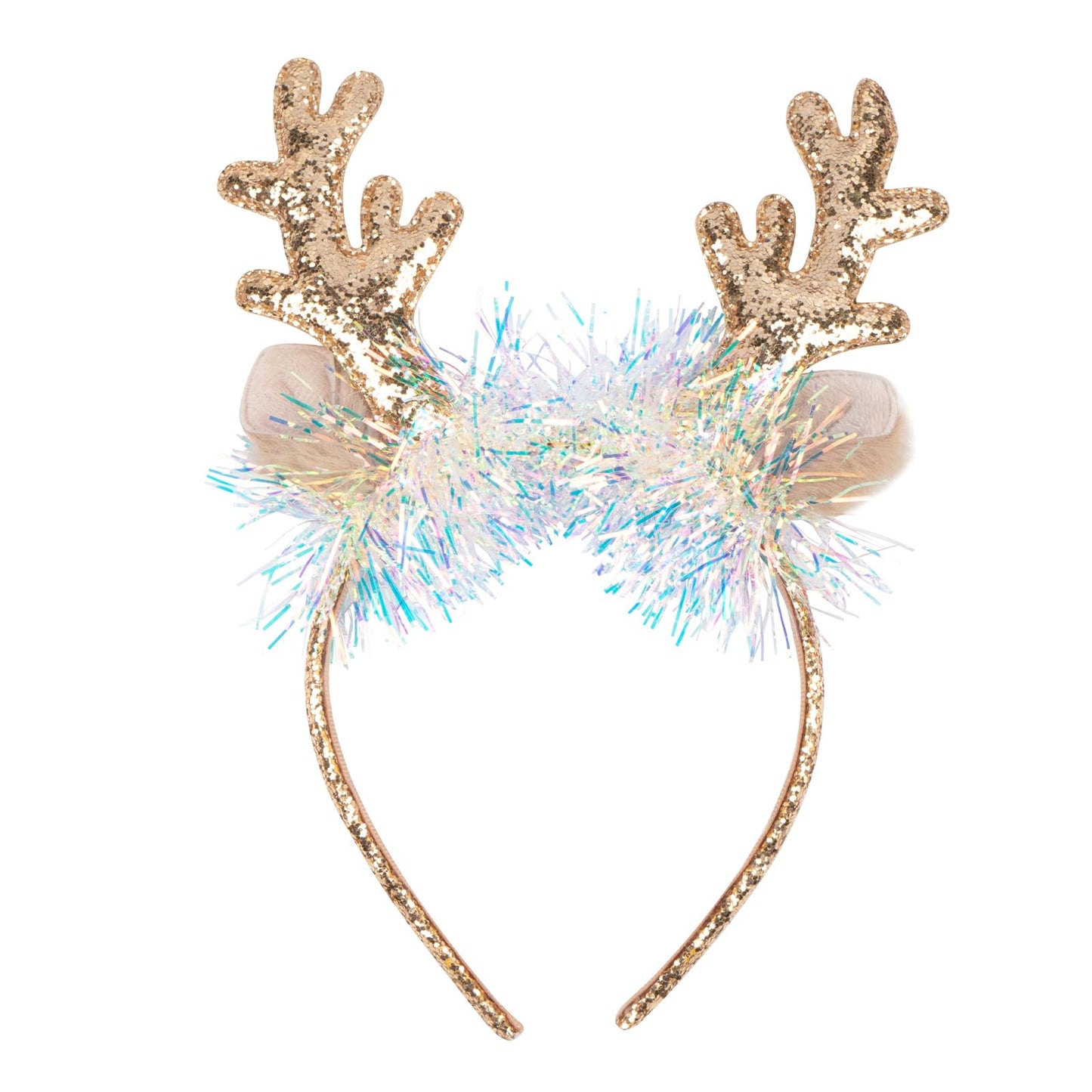 TULOBI Gold Christmas Headbands Cute Xmas Hair Bands Glitter Elk Antlers Christmas Headband Holiday Headbands Party Gift Christmas Costume Party Accessories for Women and Girls