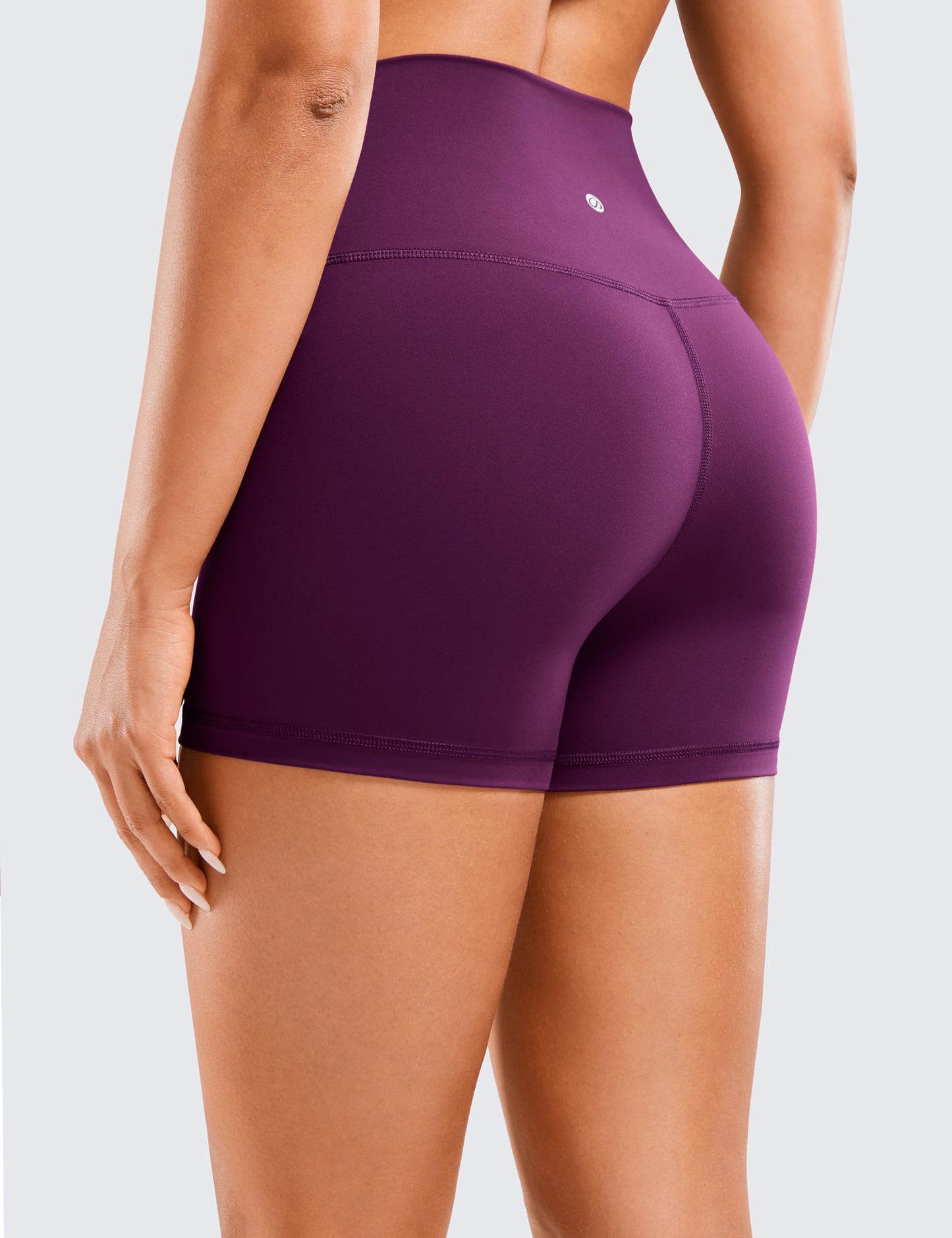 CRZ YOGA Women's Naked Feeling Biker Shorts - 4 Inches High Waist Yoga Workout Running Gym Spandex Shorts Plum Magenta X-Small