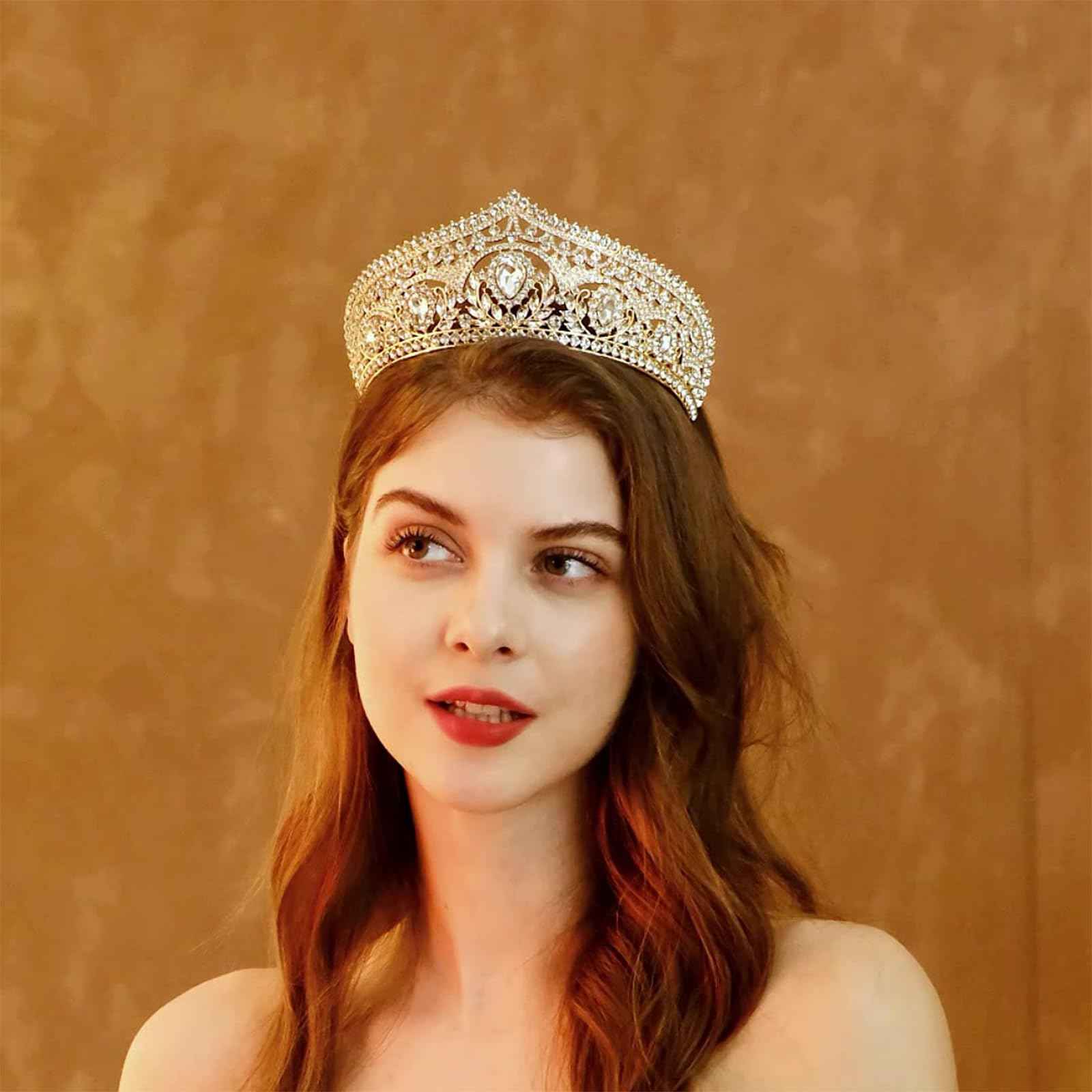 HEWEICSY Silver Tiaras and Crowns for Women,Wedding Tiara for Bride,Rhinestone Queen Crown,Crystal Costume Hair Accessories for Birthday Prom Party