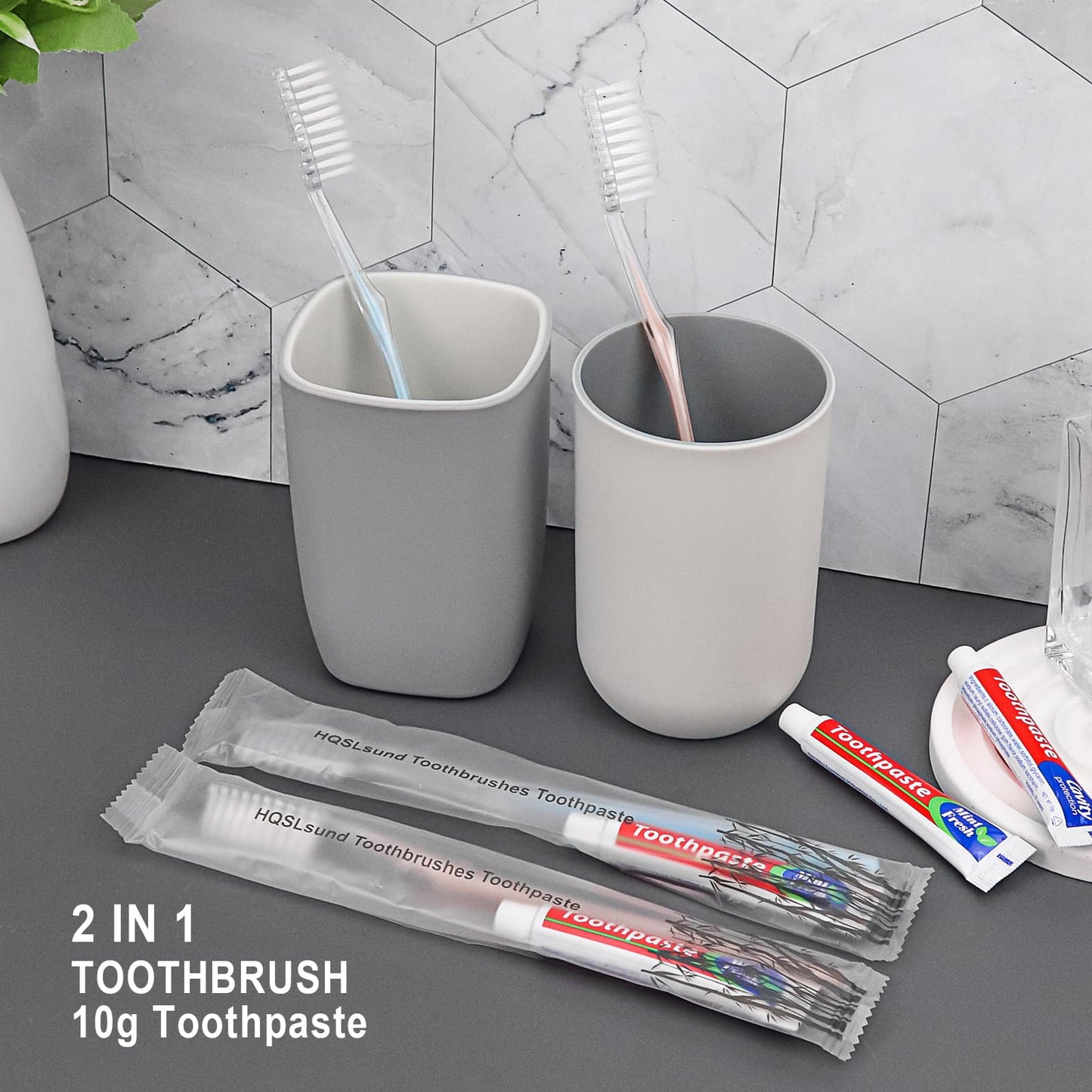 100 pcs Disposable Toothbrushes with Toothpaste Individually Wrapped, 2 Color Toothbrushes and Toothpaste 10g, Bulk Toothbrushes Toothpaste for Homeless,Airbnb,Hotel