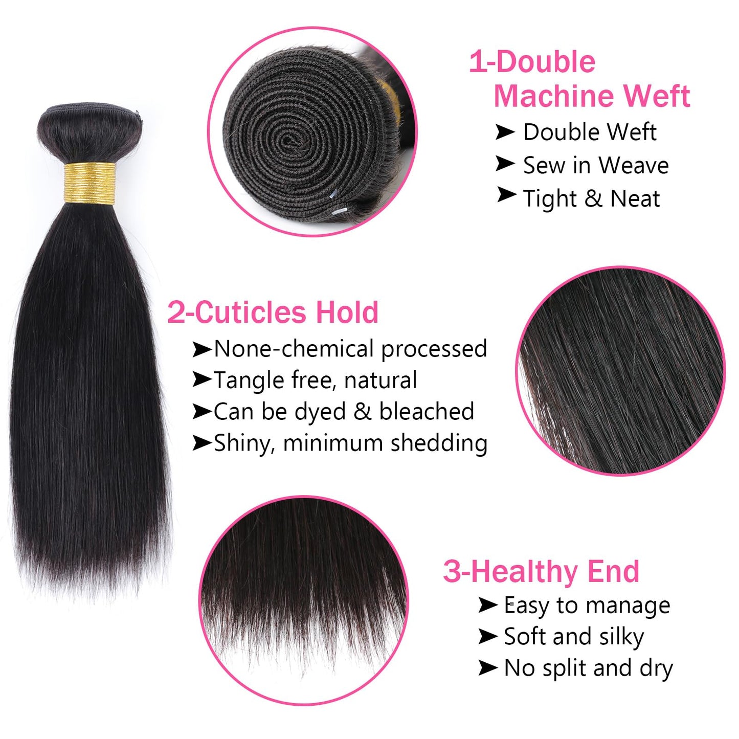 huarisi Brazilian Virgin Hair One Bundles Human Hair 100% Unprocessed Straight Bundles Human Hair 10 Inch Bundles Human Hair Natural Black Color Straight Hair Bundles 100g