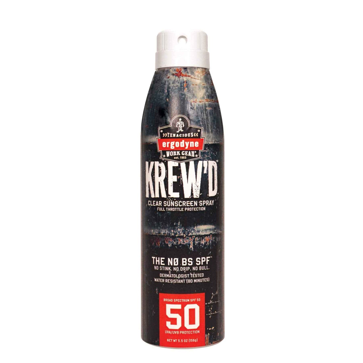 Ergodyne KREW'D 6353 Sunscreen Spray, Broad Spectrum SPF 50, Water Resistant, 5.5 oz, 2-Pack