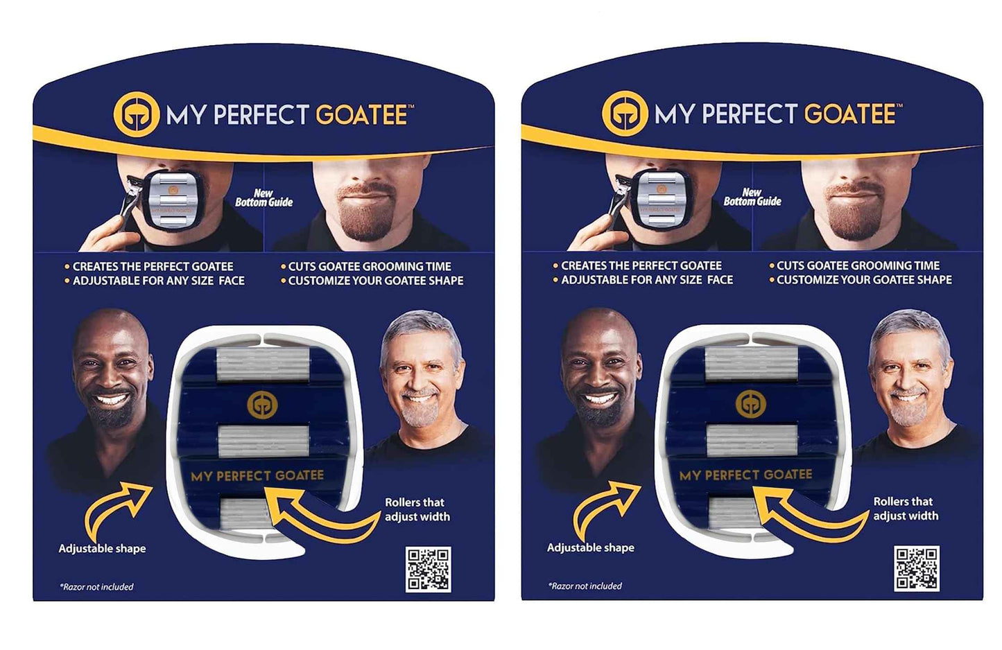 Mens Goatee Shaving Template - Create Perfectly Shaped Beards Every Time - Adjustable, Reduces Shaving Time - Shape Van Dyke, Circle Beard, Version 1.1 (2-pack)