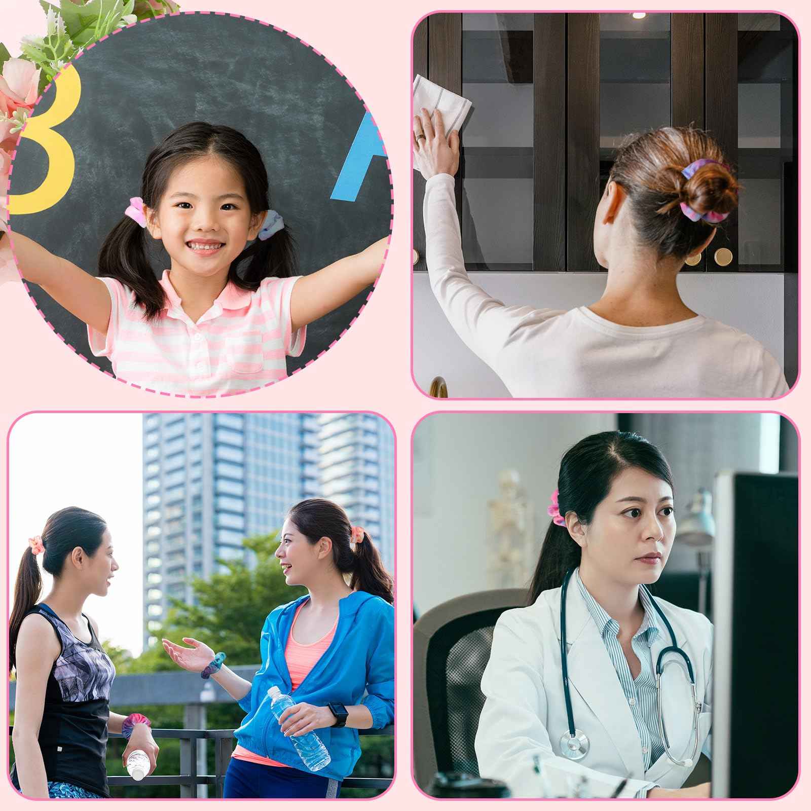 Yuxung 120 Pcs Velvet Scrunchies for Women Scrunchies Bulk Soft Elastic Scrunchy Hair Ties Cute Hairbands and Ponytail Holders Hair Accessories for Women(Tie Dye)