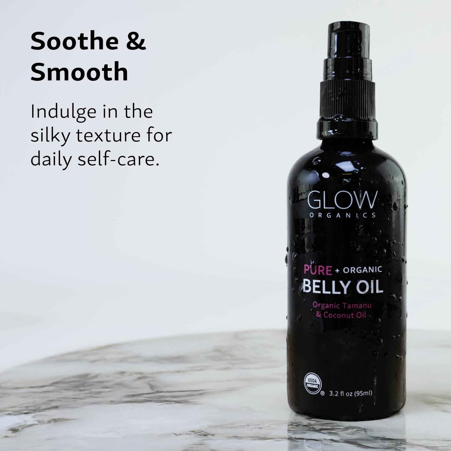 Glow Organics Belly Oil for Pregnancy, Prevents Stretch Marks & Scars, Organic Maternity Skincare, Fast-Absorbing, Pregnancy Safe Daily Ritual, 95ml
