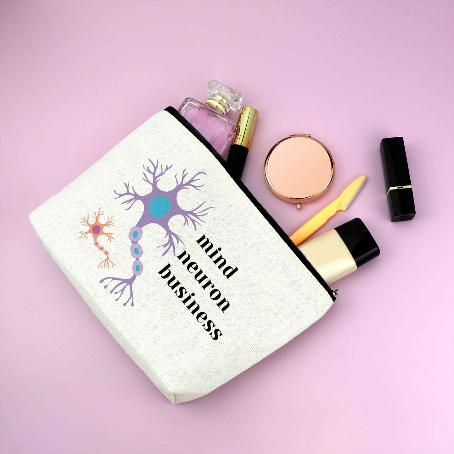Mxrymvu Neuroscience Gifts for Women Makeup Bag Neurology Nurse Travel Bag Funny Medical Student Cosmetic Bag Best Doctor Gifts for Women Pharmacists Mind Neuron Business