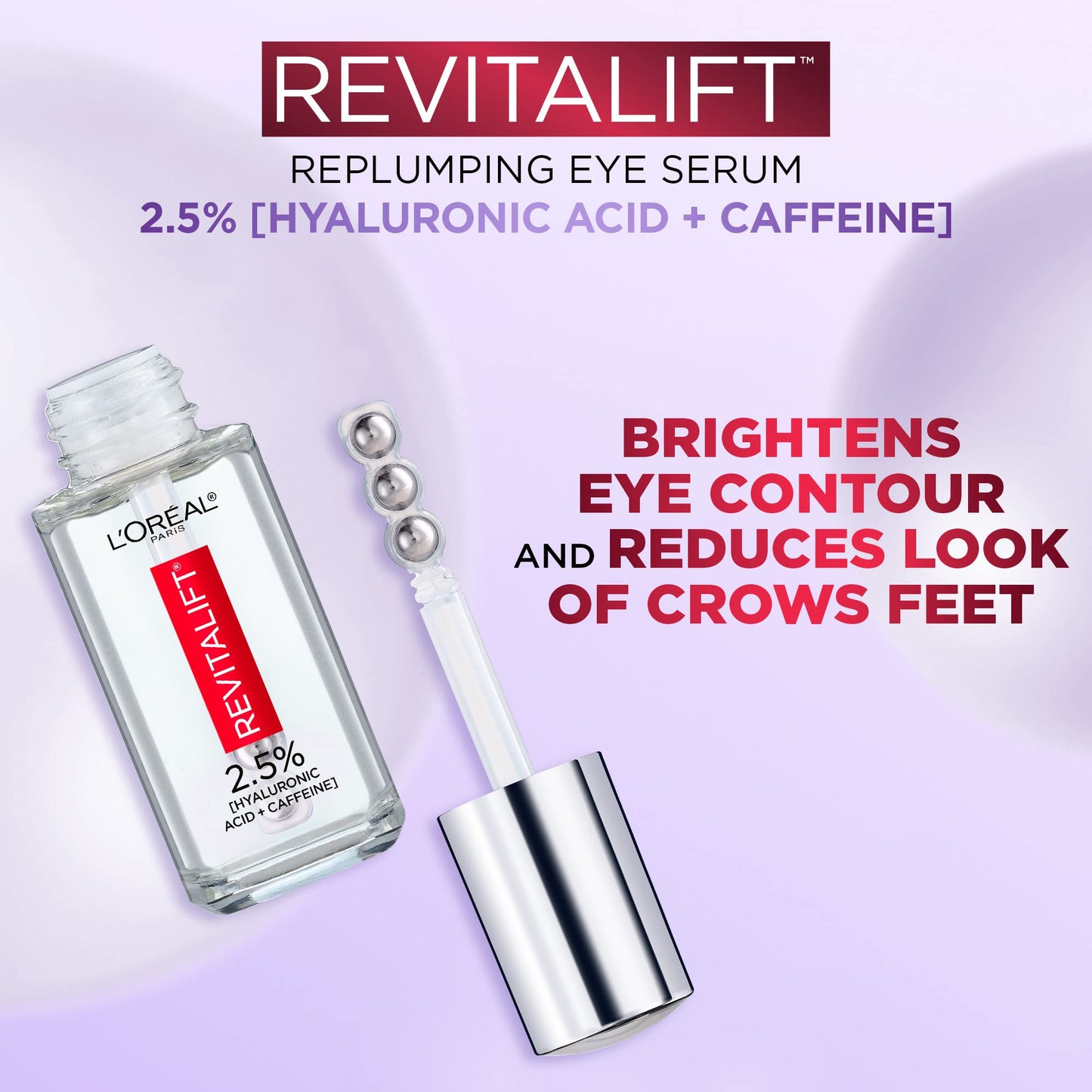 L'Oreal Paris Revitalift Derm Intensives Hyaluronic Acid + Caffeine Hydrating Eye Serum, 0.67 Fl. Oz.