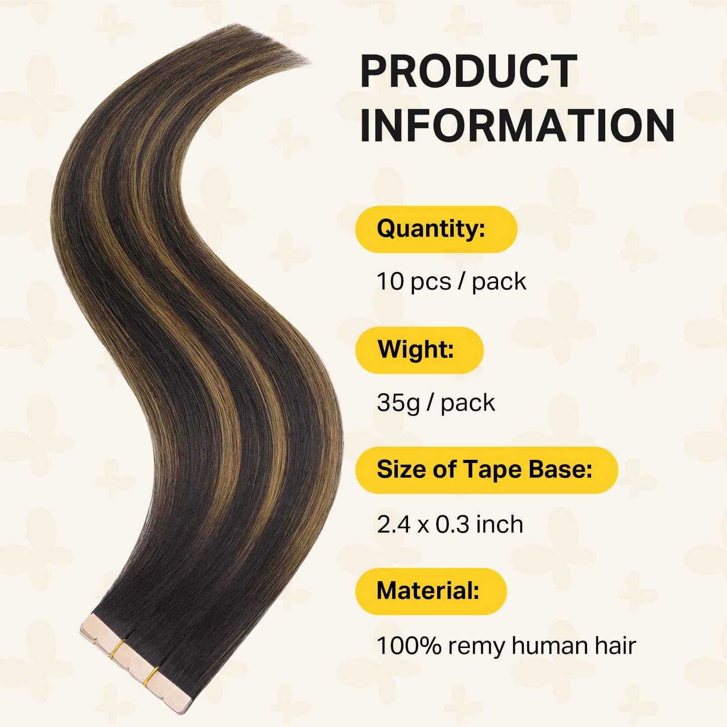 DOORES Tape in Hair Extensions, 10pcs 35g 16 Inch Balayage Dark Brown to Chestnut Brown Mini Tape Weft Extensions Invisible Remy Real Human Hair DIY Seamless Flexible Wear Silky Straight