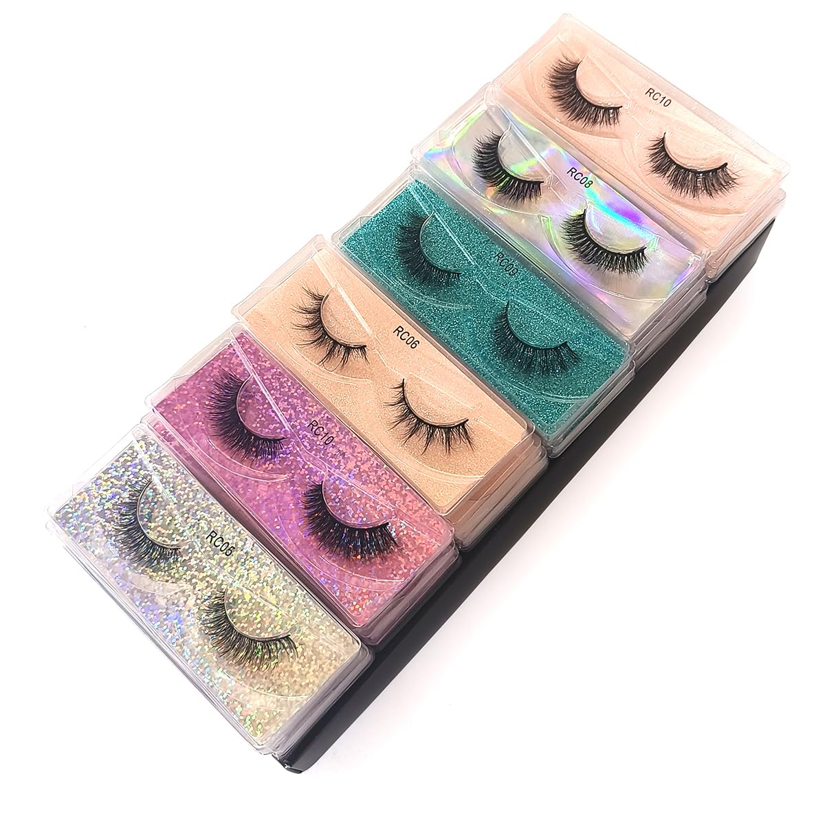 Ellazzle 50 Pairs False Eyelashes Natural, Wholesale 5D Fuffy Volume Lashes, Faux Mink Eyelash Bulk with Portable Boxes