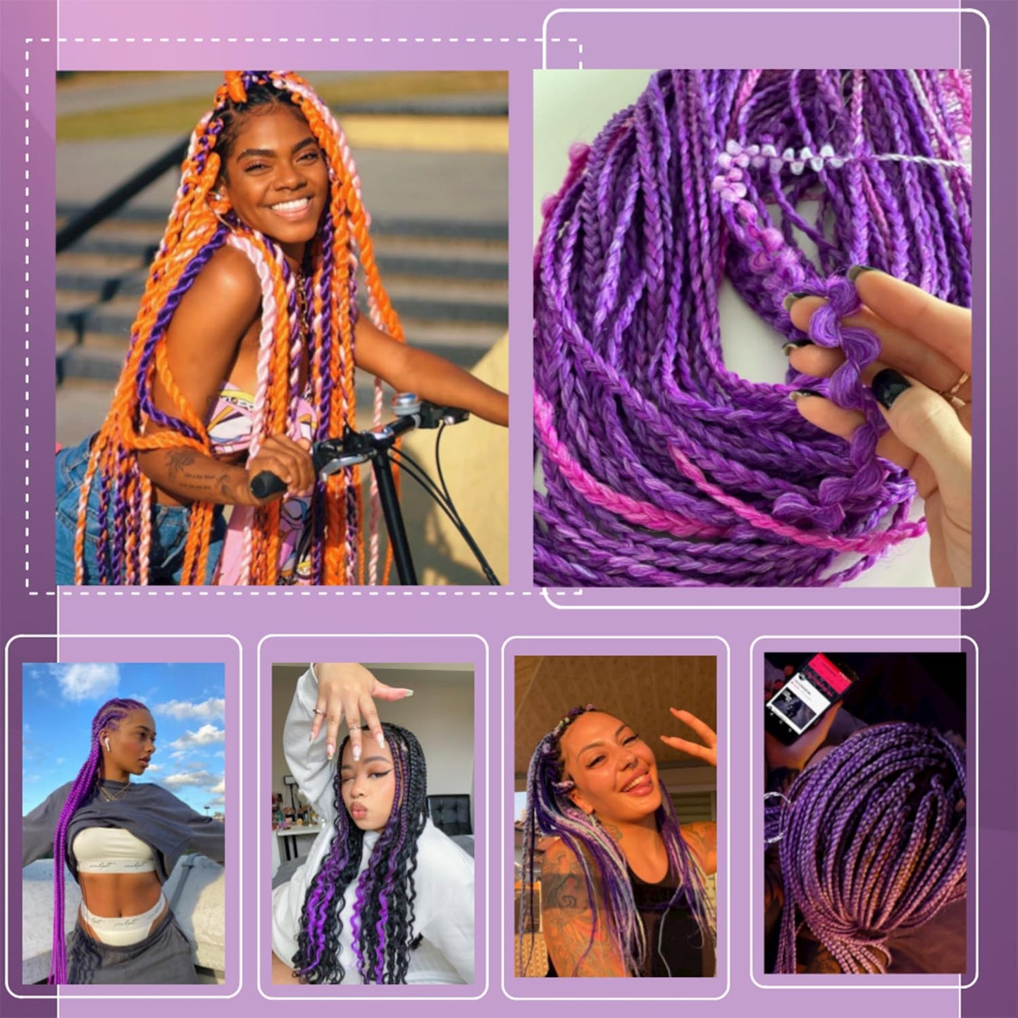 Pre Stretched Braiding Hair 32 Inch 3 Packs Lavender Purple Braiding Hair, Soft Yaki Texture Box Braids Hot Water Setting Synthetic Long Kanekalon Braiding Hair Pre Stretched (32 Inch, Lavender#)