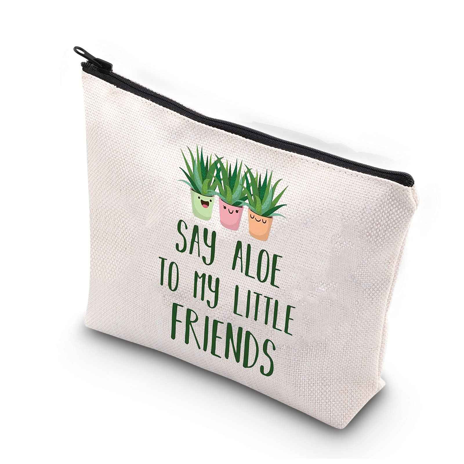 BDPWSS Plant Lover Makeup Bag For Gardener Plant Mom Succulent Planters Crazy Plant Lady Gifts Say Aloe To My Little Friends(Say aloe friends)