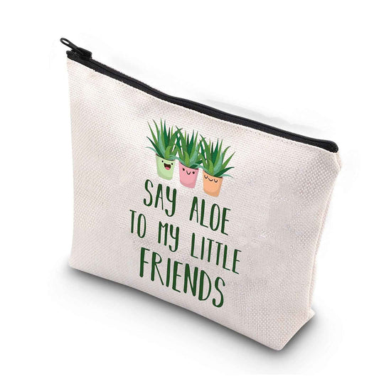 BDPWSS Plant Lover Makeup Bag For Gardener Plant Mom Succulent Planters Crazy Plant Lady Gifts Say Aloe To My Little Friends(Say aloe friends)