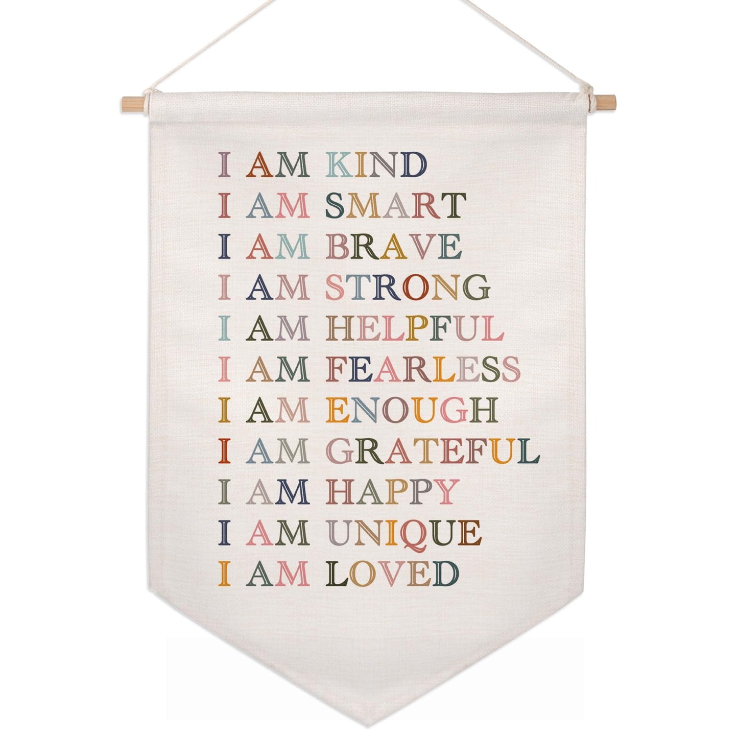 Classroom Wall Hanging Banner Poster Therapy Office Decor Calm Down Corner School Counselor Mental Health Growth Mindset Poster Anxiety Educational Wall Banner (I am Kind Smart Brave)