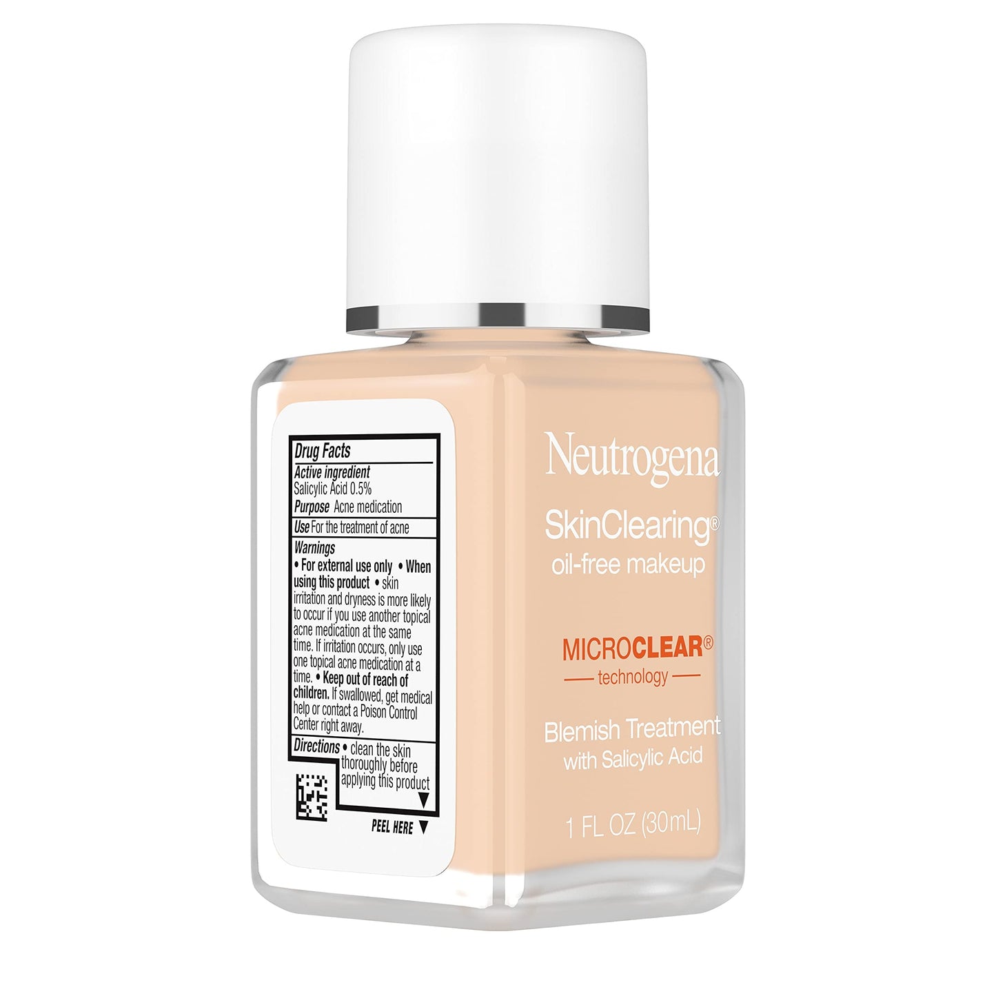 Neutrogena SkinClearing Oil-Free Acne and Blemish Fighting Liquid Foundation with.5% Salicylic Acid Acne Medicine, Shine Controlling Makeup for Acne Prone Skin, 60 Natural Beige, 1 fl. oz