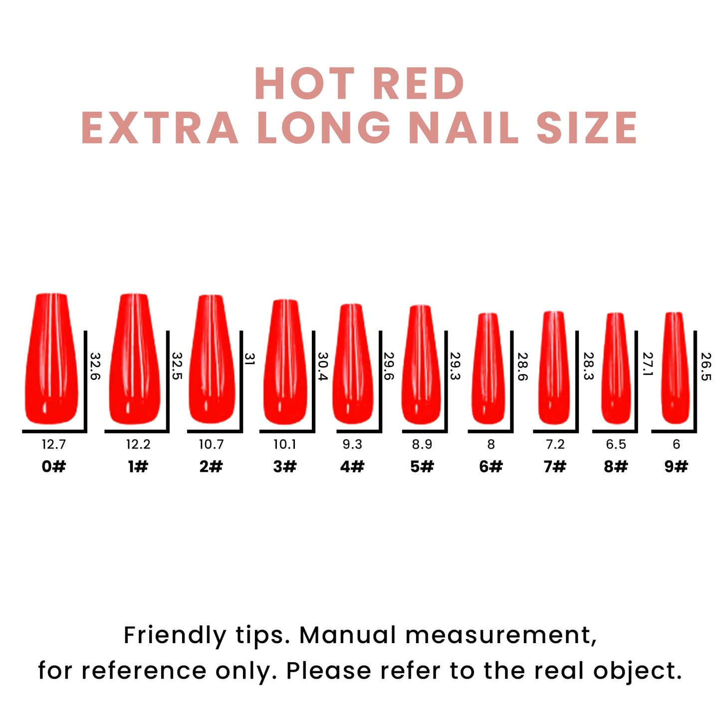 Allkem Press On Nails - Hot Red Glossy Extra Long Ballerina 2 Set Bundle | 10 sizes - 20 pcs False Nails Full Cover Nail Kit with Glue