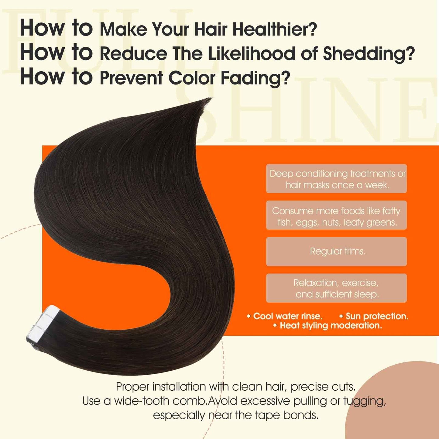 Full Shine 22Inch Tape in Hair Extensions Color 2 Darkest Brown Remy Hair Extensions Real Human Hair Tape in Double Sided Seamless Hair Extension 20Pcs 50g Invisible Human Hair Natural