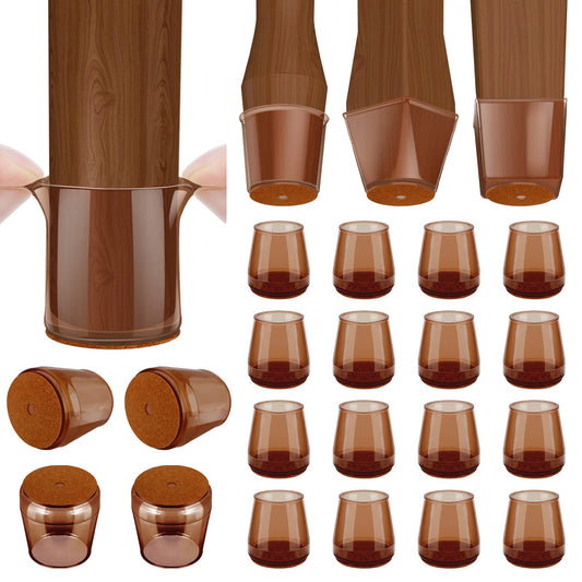 BALEINE 16 Pack Silicone Chair Leg Floor Protectors, Stool Leg Protectors Cap, Non-Slip Chair Leg Caps for Hardwood Floors (Brown & Small, 16 Pack)