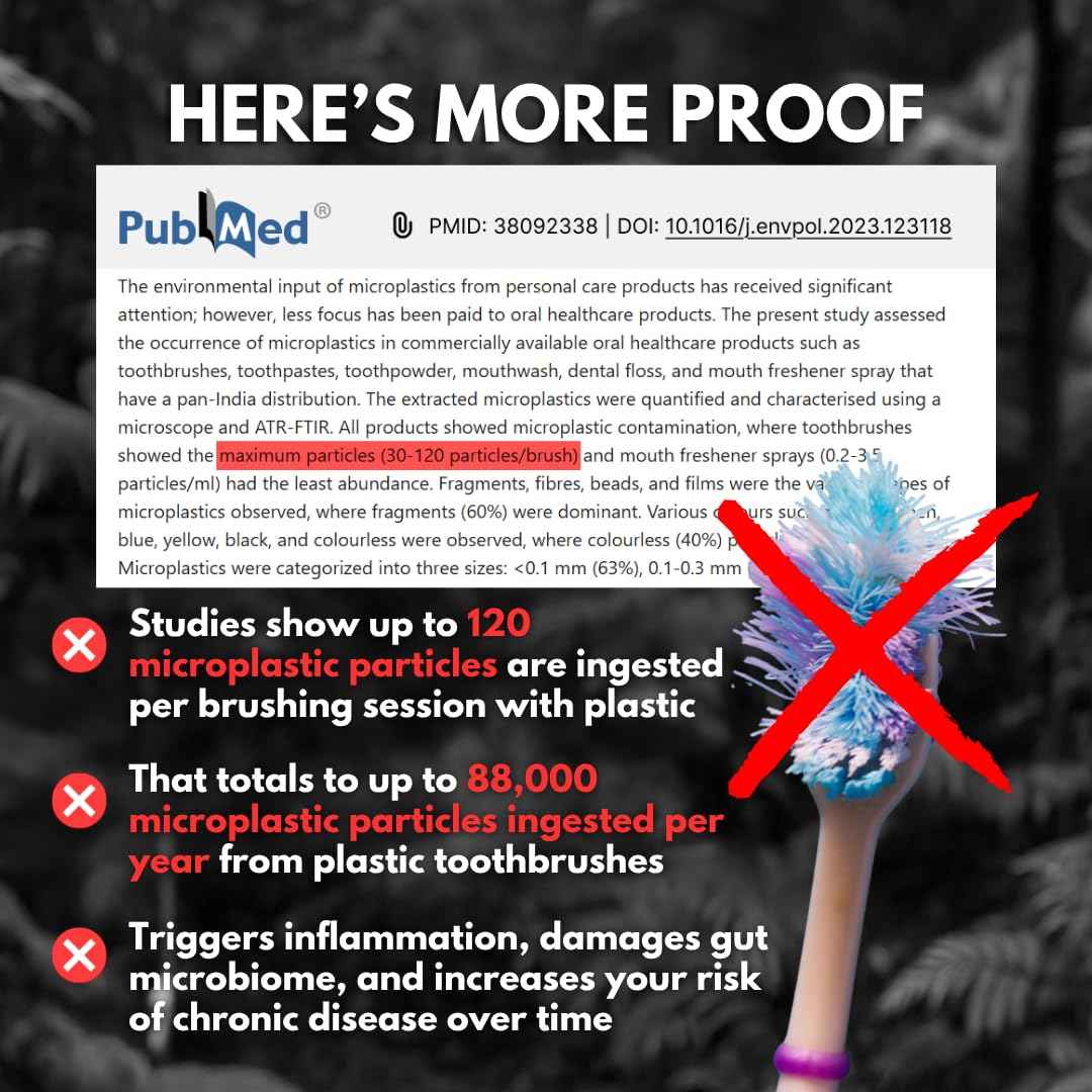 PRIMALS Boar Bristle & Bamboo Toothbrush (4-Pack) - Premium Boar Bristles - Fully Biodegradable - Plastic & Nylon Free - Quick Dry Design