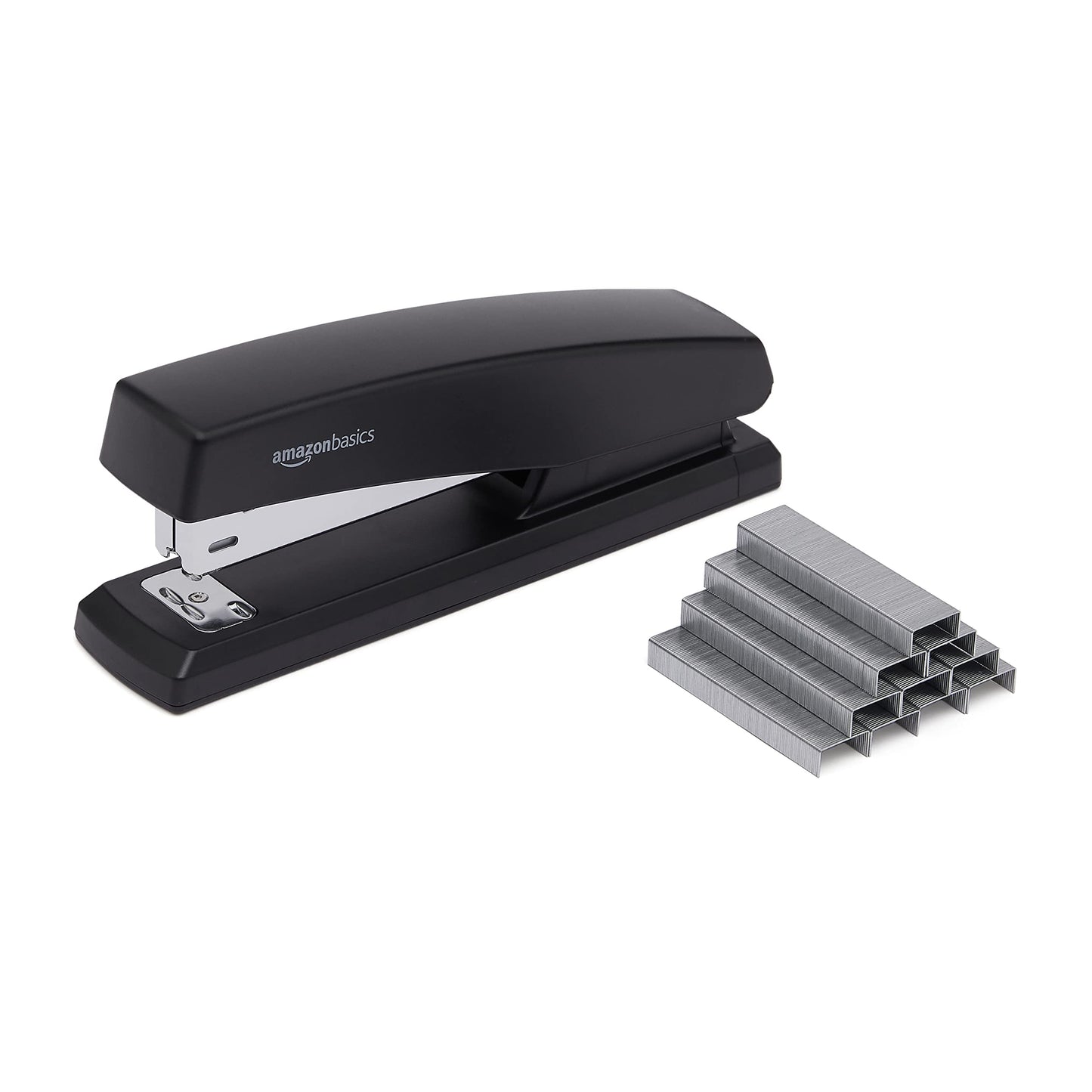 Amazon Basics Stapler with 1000 Staples, Office Stapler, 25 Sheet Capacity, Non-Slip, Black, 3 Pack