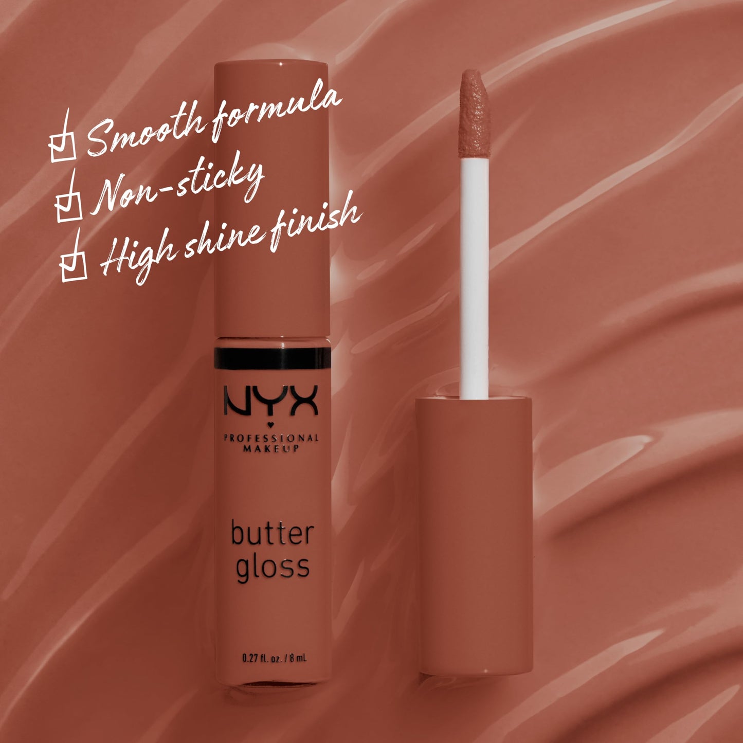 NYX PROFESSIONAL MAKEUP Butter Gloss, Non-Sticky Lip Gloss - Bit Of Honey (Peach Nude)