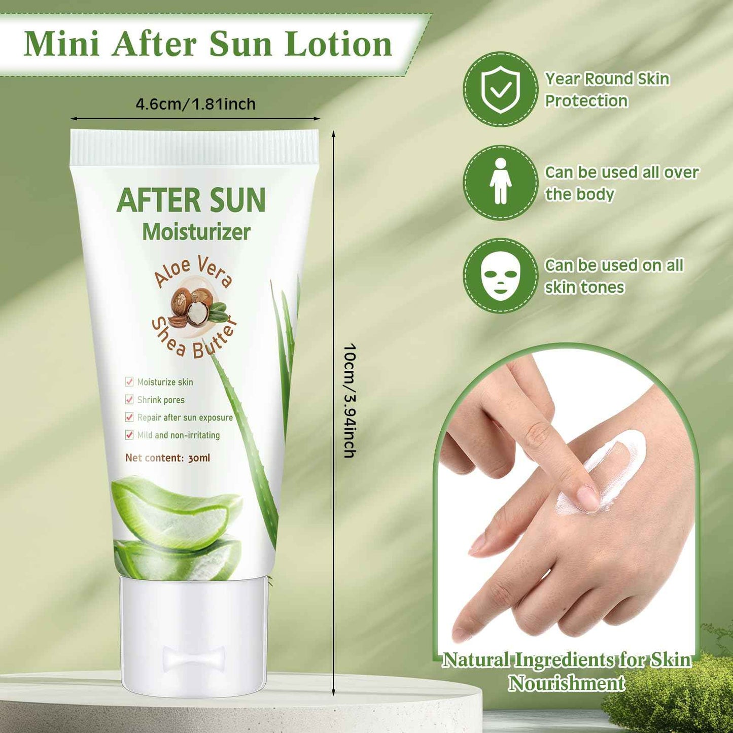 Dansib 24 Pcs After Sun Lotion Mini Aloe Vera Lotion Bulk Travel, 1 oz Travel Size Aloe Vera Skin Moisturizer Organic Mini Sunscreen Bulk Party Favor Moisturizing for Face and Body