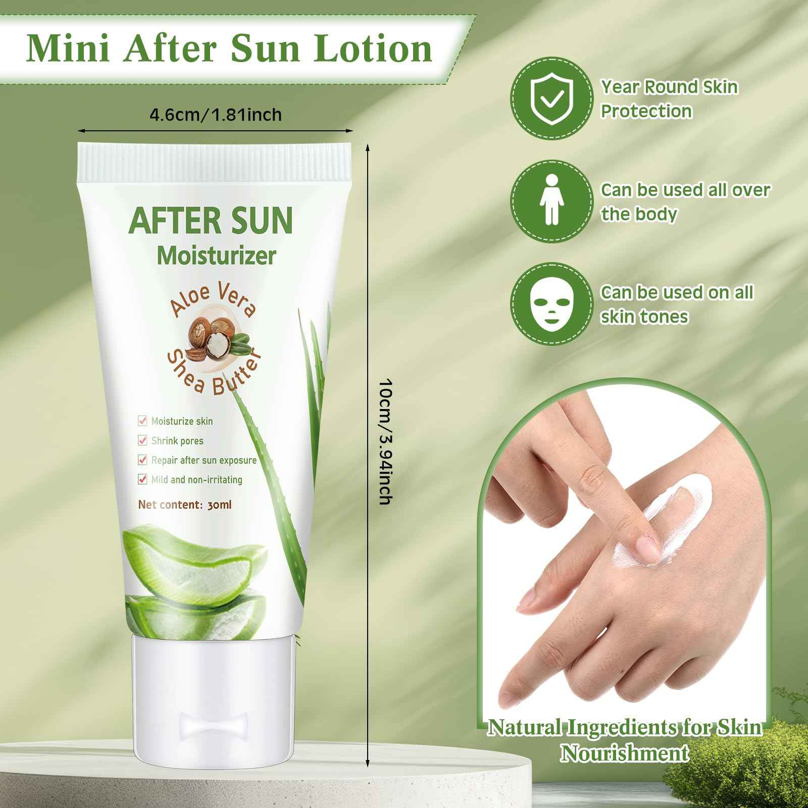 Dansib 24 Pcs After Sun Lotion Mini Aloe Vera Lotion Bulk Travel, 1 oz Travel Size Aloe Vera Skin Moisturizer Organic Mini Sunscreen Bulk Party Favor Moisturizing for Face and Body
