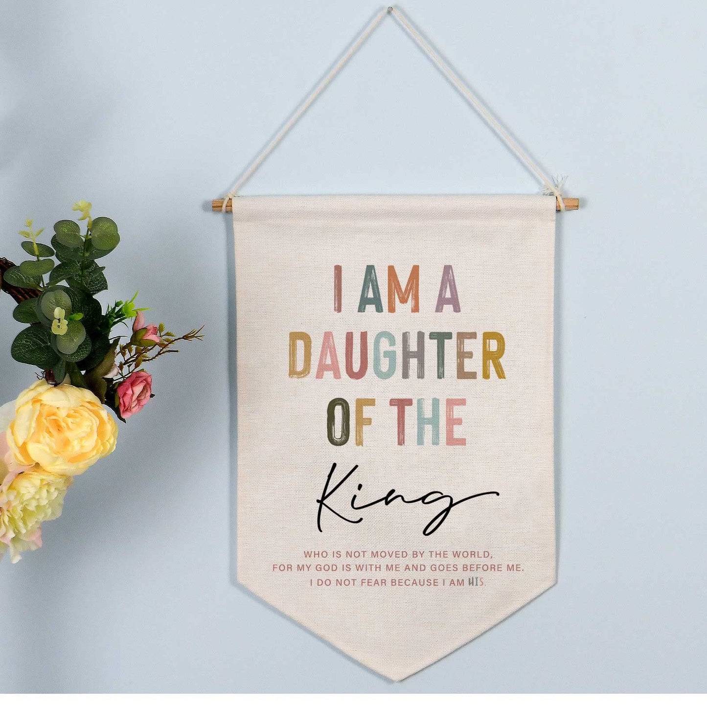 I Am A Daughter Of The King, Wall Banner, Nursery Wall Art, Fabric Wall Hanging, Kids Room Decor, Daughter’s Room Wall Hanging, Girl’s Bedroom Decor, Gift for Her, Nursery Wall Hanging