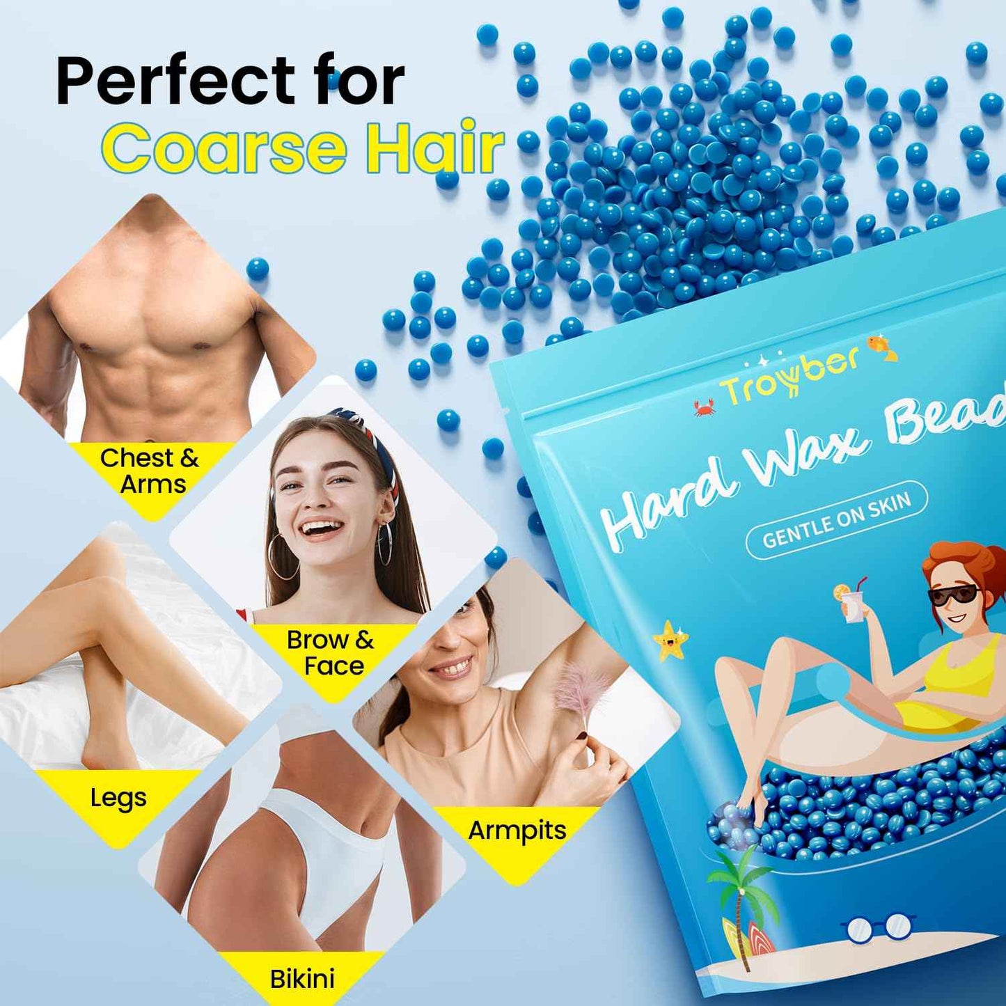 Hard Wax Beads for Hair Removal, Wax Beads for Waxing Kit for Women Men, Waxing Beads for Sensitive Skin﻿(35.27 Ounce)