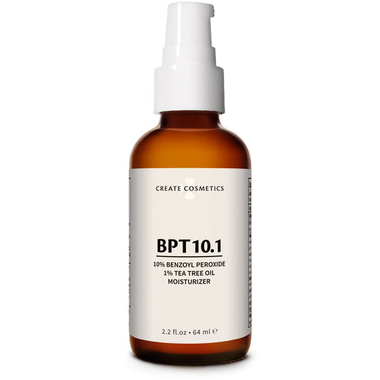 BPT10 Acne Treatment Moisturizer | 10% Benzoyl Peroxide 1% Tea Tree Oil | 55% Organic 89% Natural | Gentle Plant-based Vegan & Cruelty-free | 2.2 fl. oz