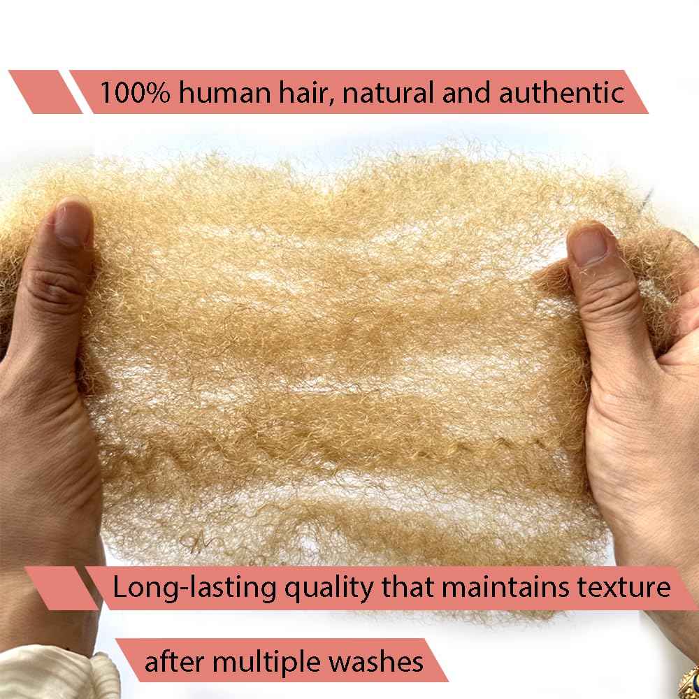 Tight Afro Kinky Human Hair for Dreadlocks,Ideal for Making Locs,Repair Extensions,Twist or Braids 2 Bundles/Package Honey Blonde #27 8inch